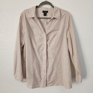 Lane Bryant beige w/gold metallic button up dress shirt, size 24